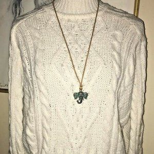 WORKSHOP REPUBLIC FISHERMAN CABLE KNIGT SWEATER~WHITE~LARGE